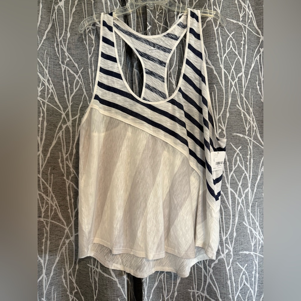 NWT FP Movement Striped Sleeveless Top - White and Navy size Large